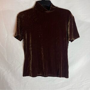 Victoria’s Secret Velvet High-Neck Top — Women’s Large | Deep Chocolate Brown |